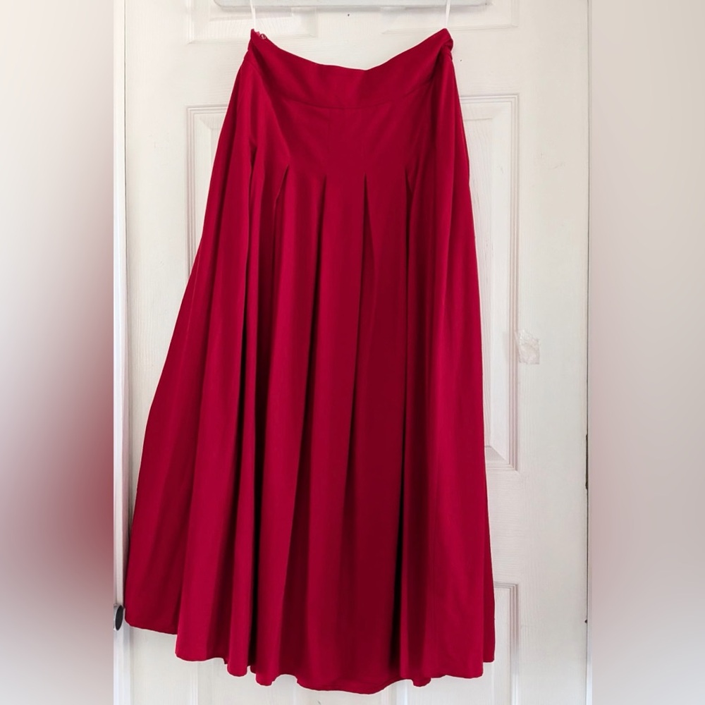 Commense Cotton & Linen Pleated Slit Skirt - Picture 8 of 13